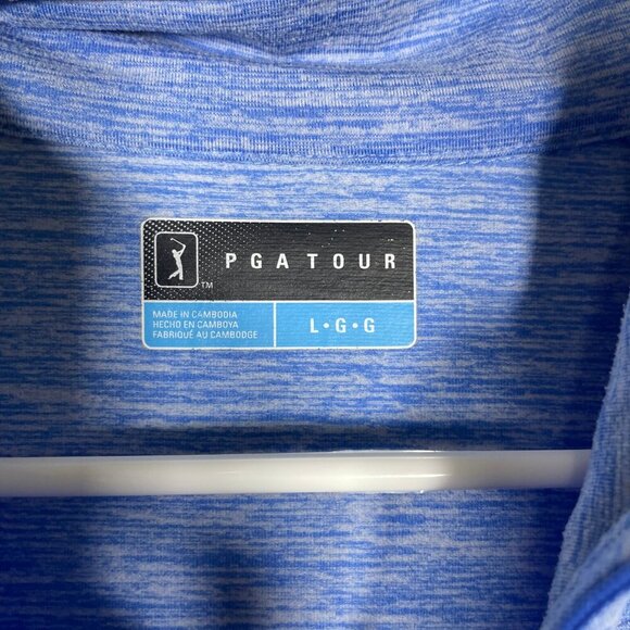 PGA Tour Men's Long Sleeve 1/4 Zip Light Blue Pullover Golf Shirt Large! - Picture 3 of 5